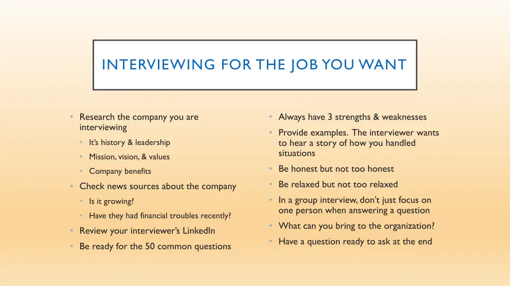 interviewing for the job you want
