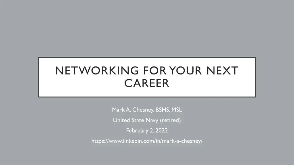 networking for your next career