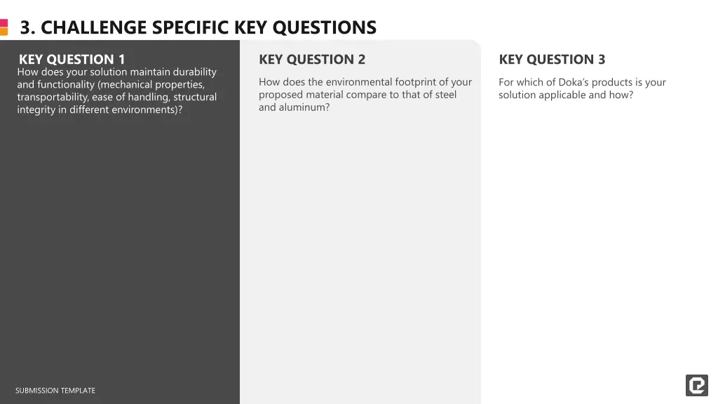 3 challenge specific key questions