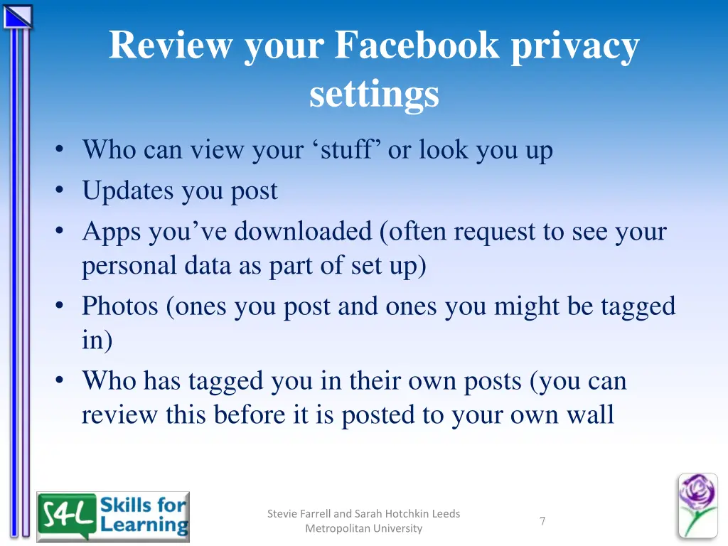 review your facebook privacy settings