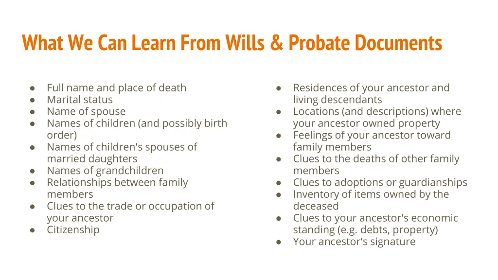 what we can learn from wills probate documents