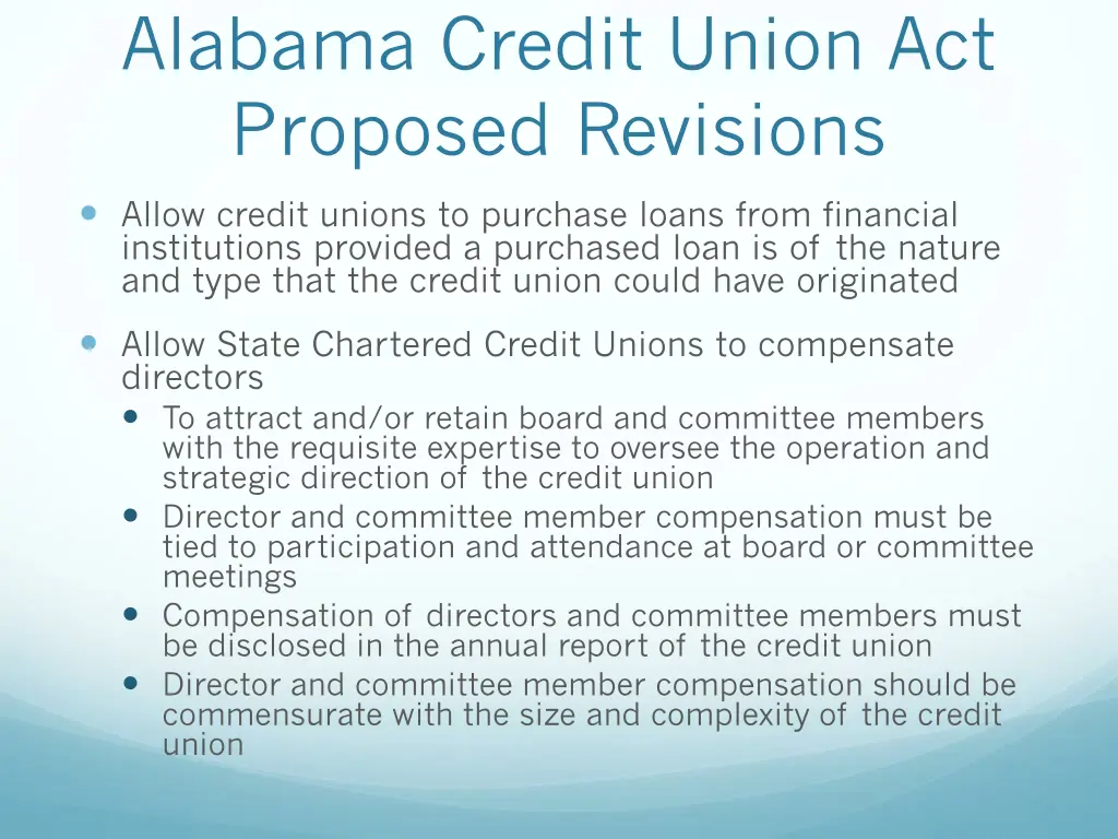 alabama credit union act proposed revisions 1