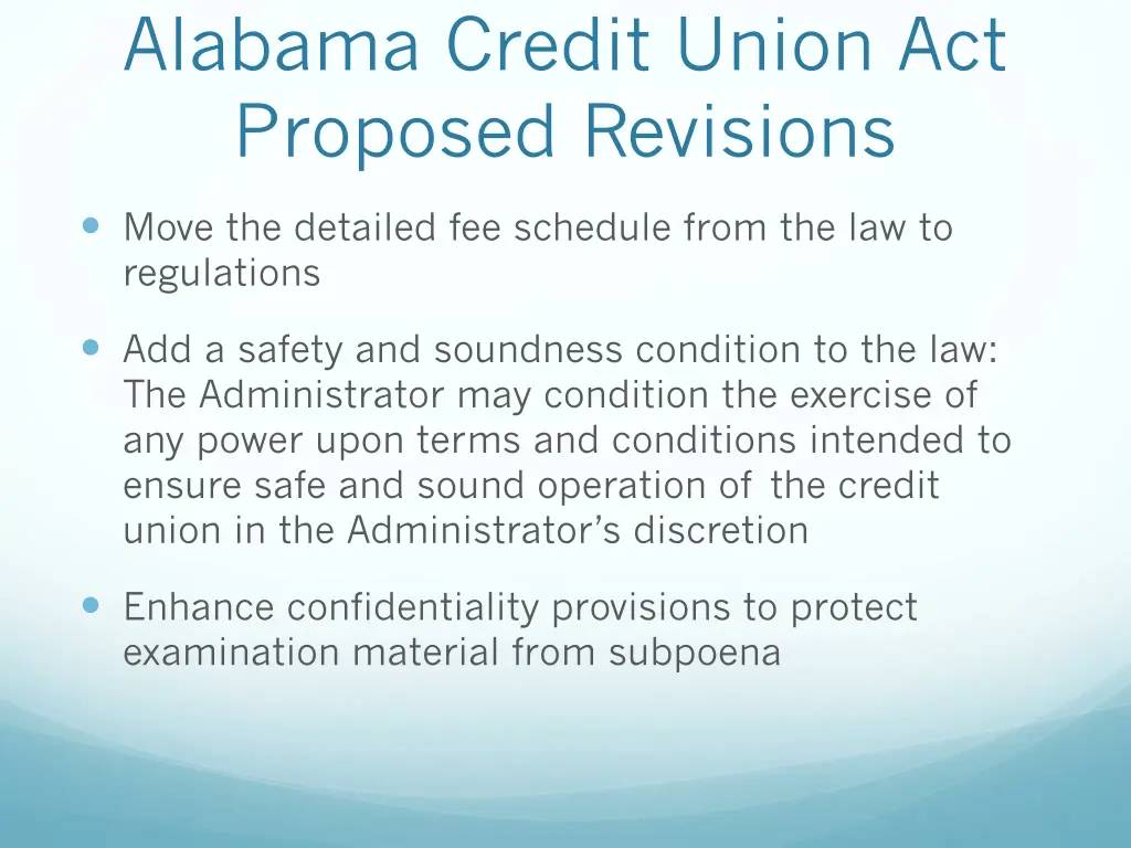 alabama credit union act proposed revisions 5