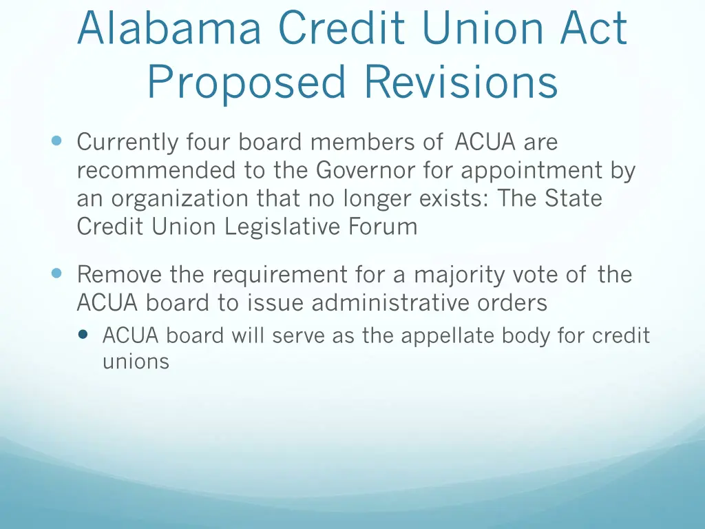 alabama credit union act proposed revisions 6