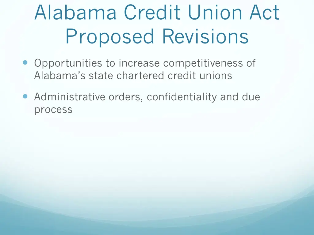 alabama credit union act proposed revisions