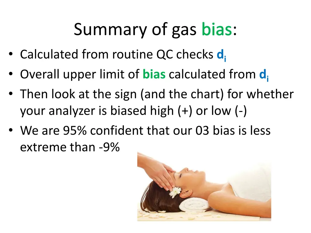 summary of gas bias calculated from routine