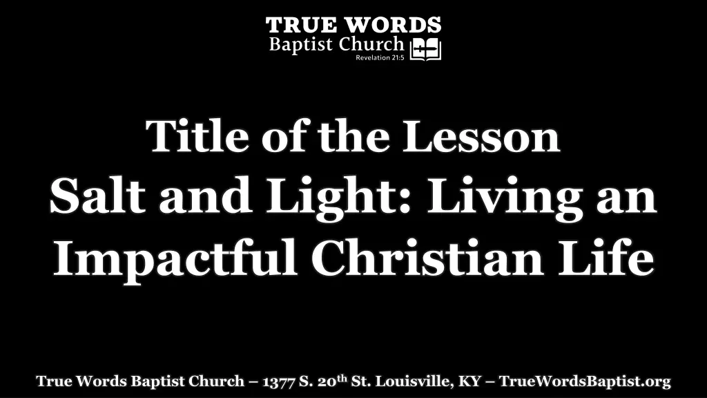 title of the lesson salt and light living