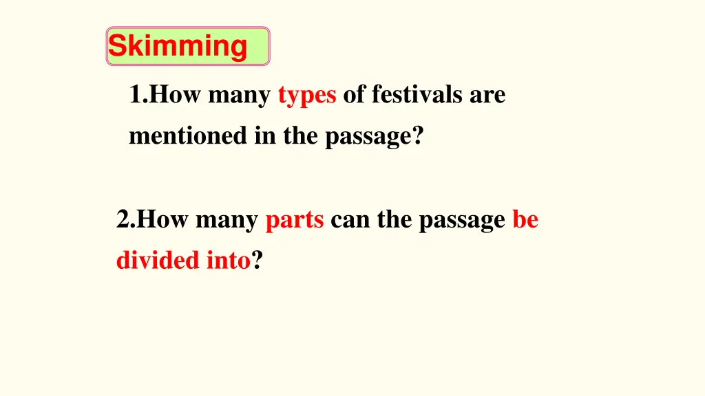 1 how many types of festivals are mentioned