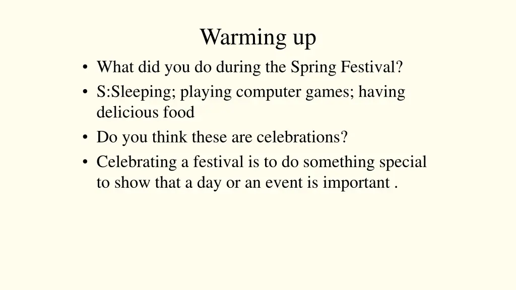 warming up