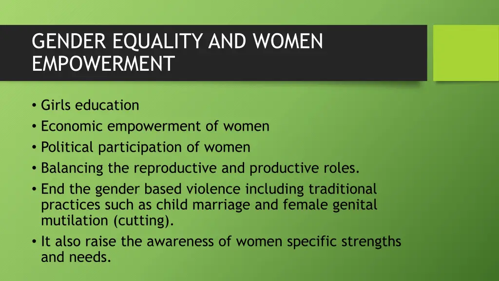 gender equality and women empowerment