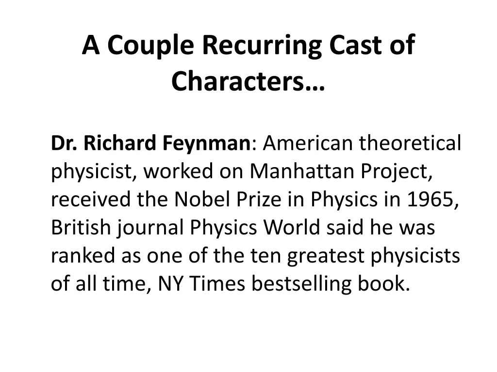 a couple recurring cast of characters 1