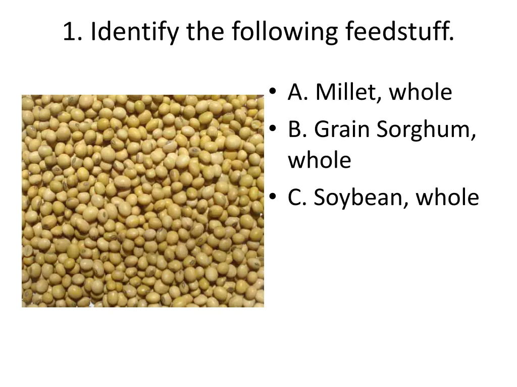 1 identify the following feedstuff