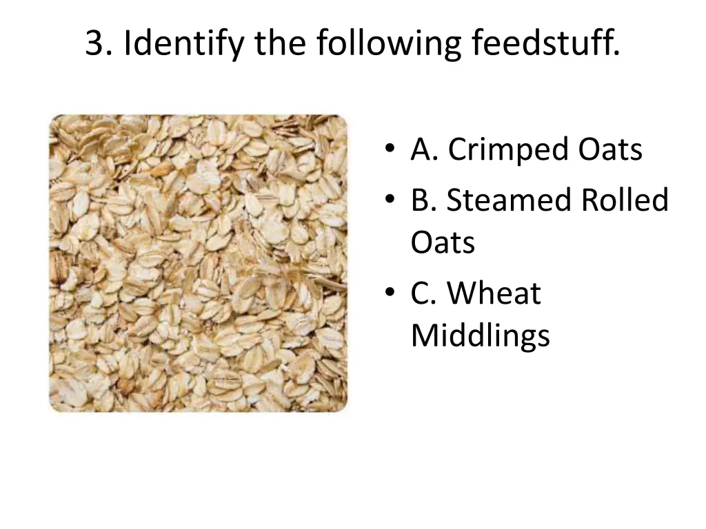 3 identify the following feedstuff