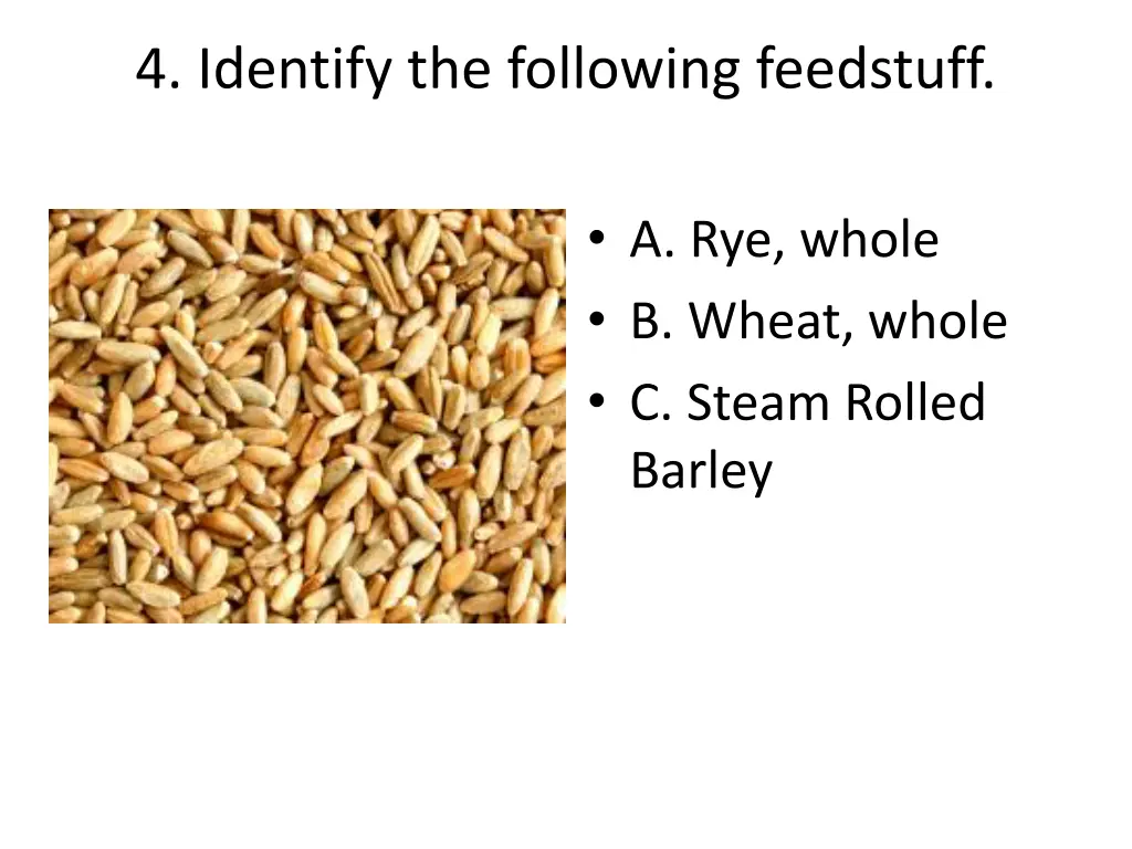 4 identify the following feedstuff