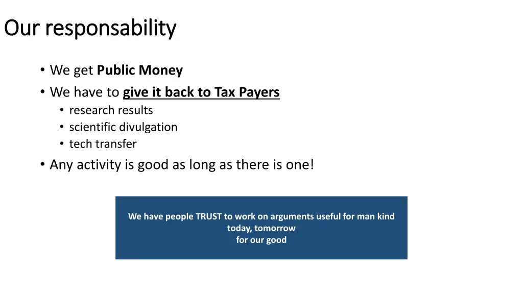 our our responsability responsability