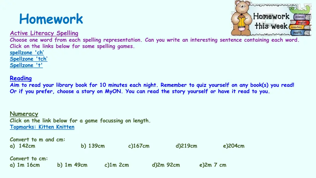 homework active literacy spelling choose one word