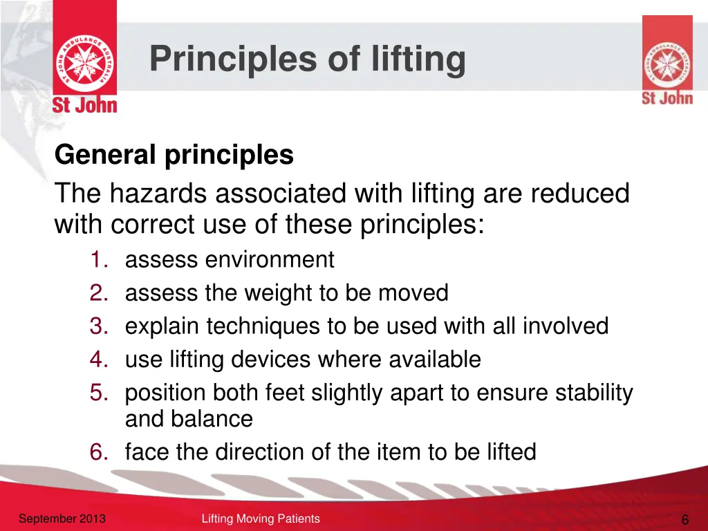 principles of lifting