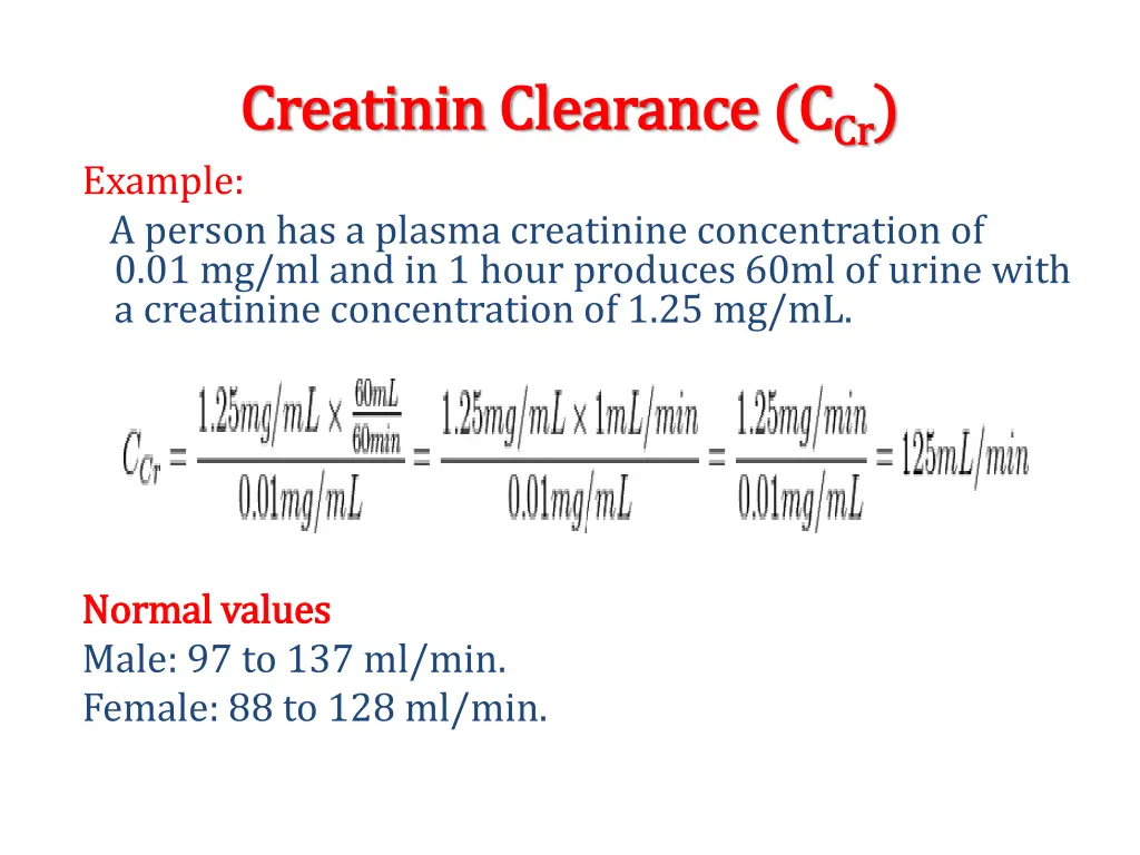 creatinin creatinin clearance clearance c c cr 1