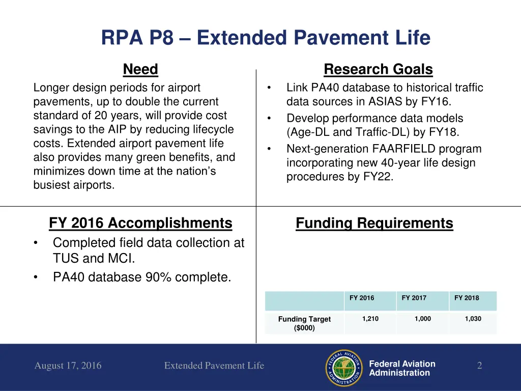 rpa p8 extended pavement life