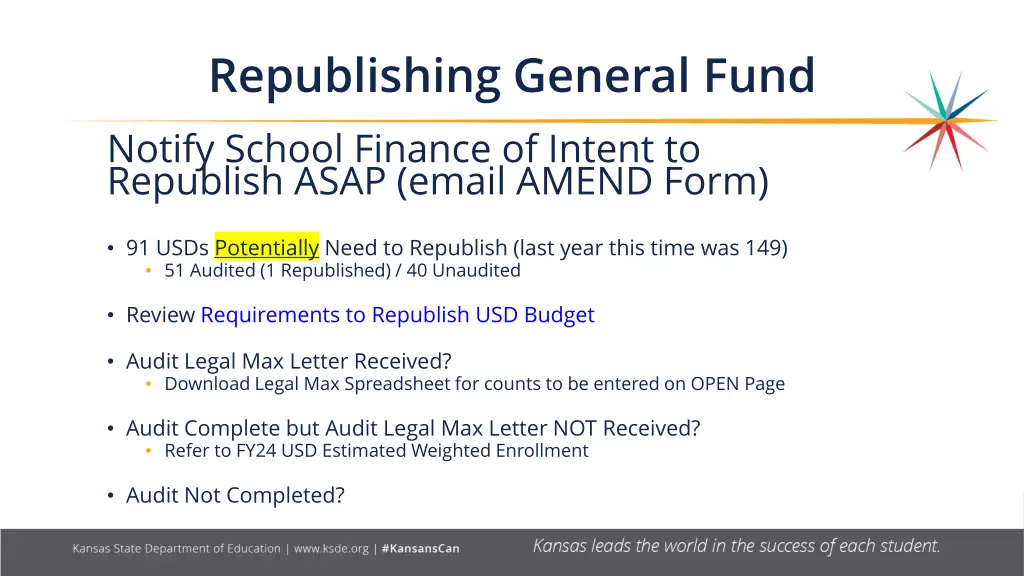 republishing general fund notify school finance