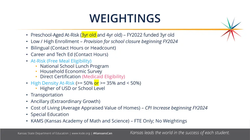 weightings