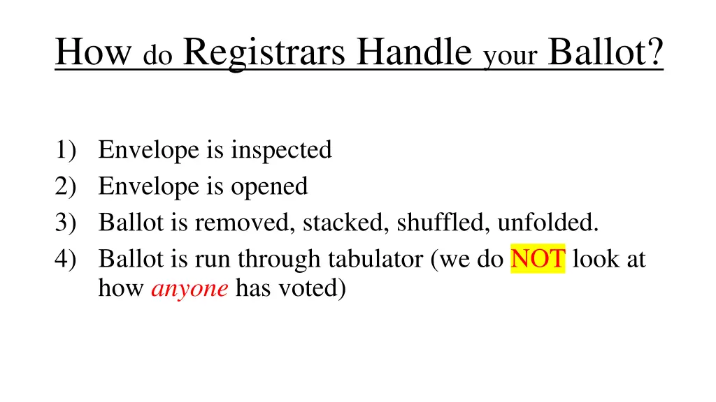 how do registrars handle your ballot