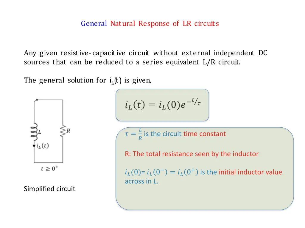 general natural response of lr circuits 1