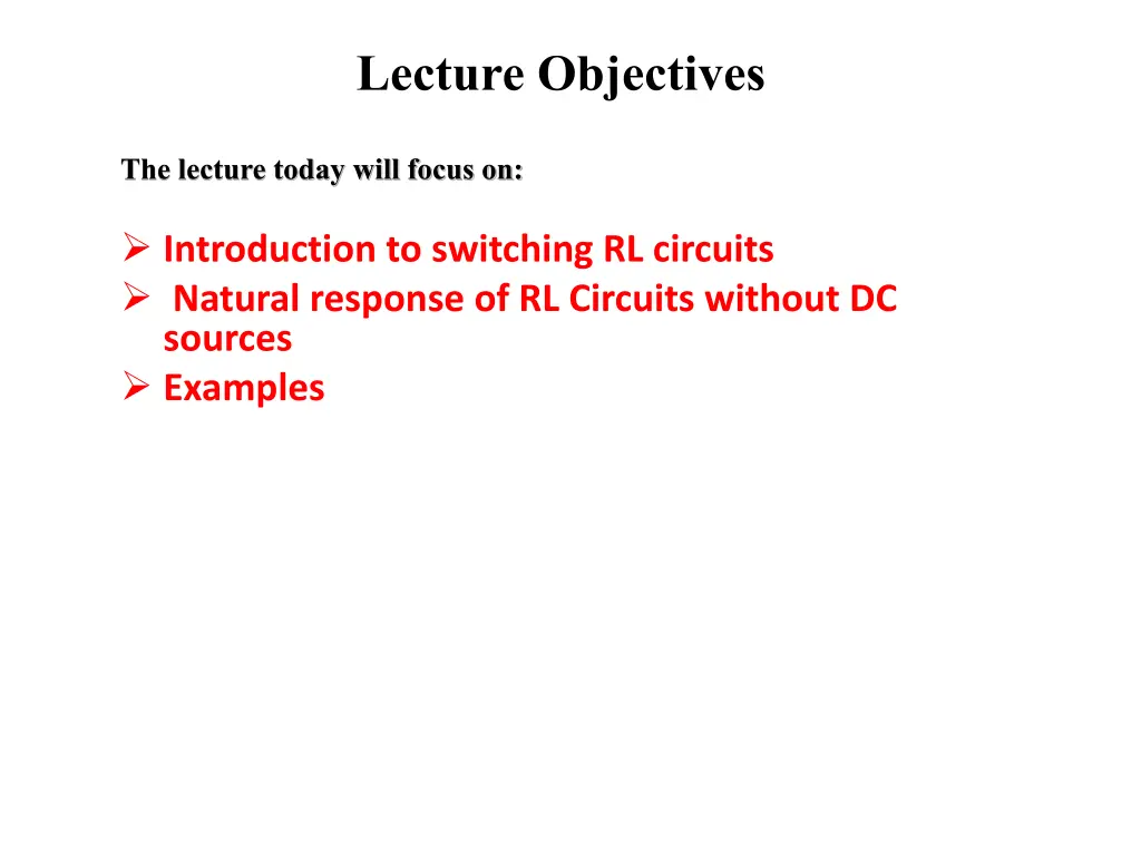 lecture objectives