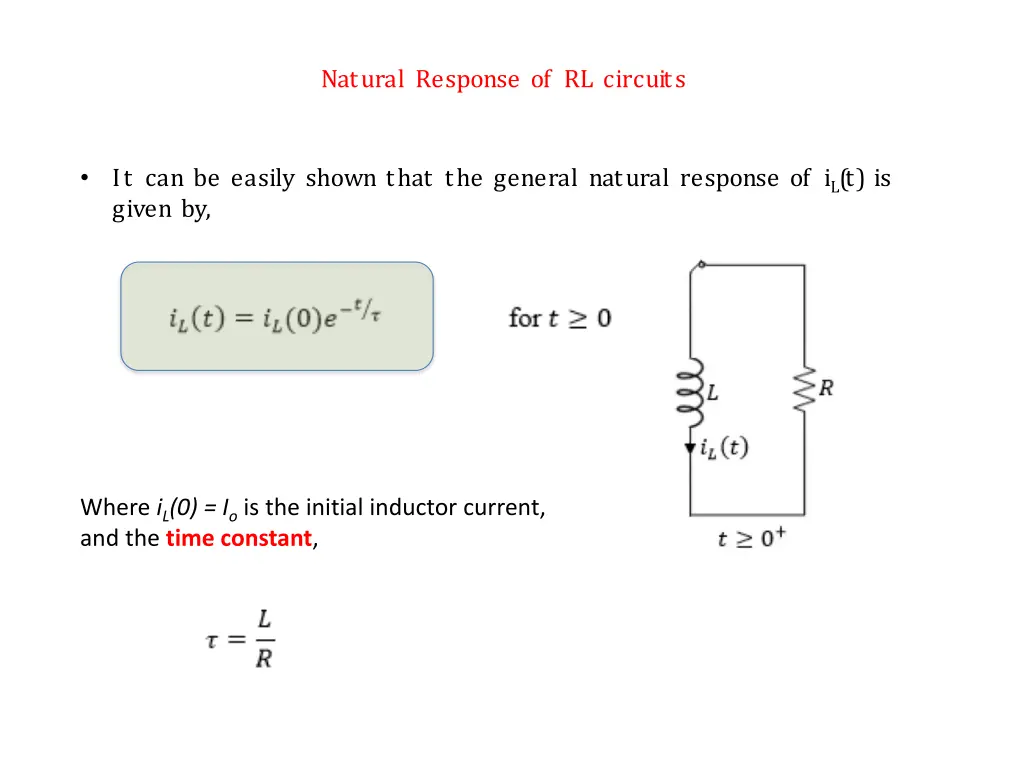 natural response of rl circuits 2