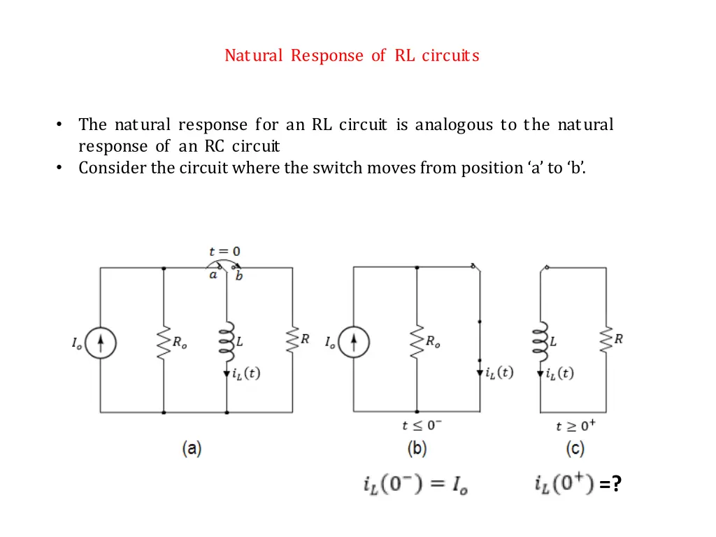 natural response of rl circuits