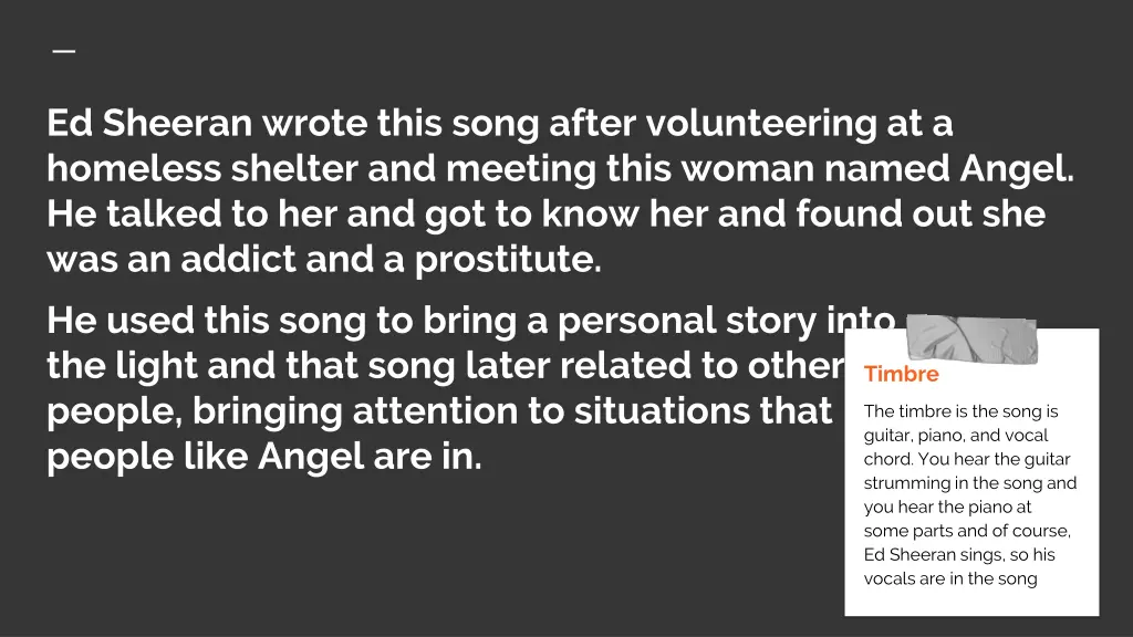 ed sheeran wrote this song after volunteering