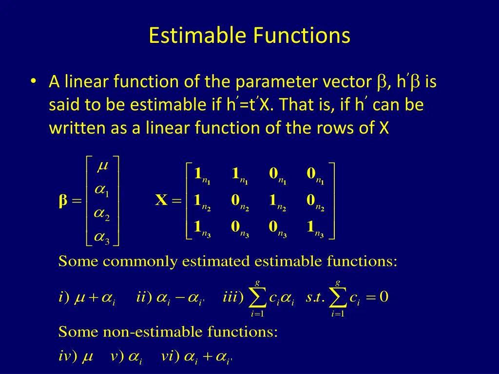 estimable functions