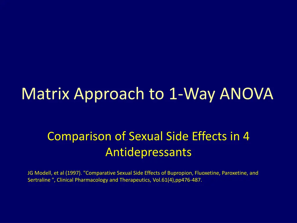 matrix approach to 1 way anova