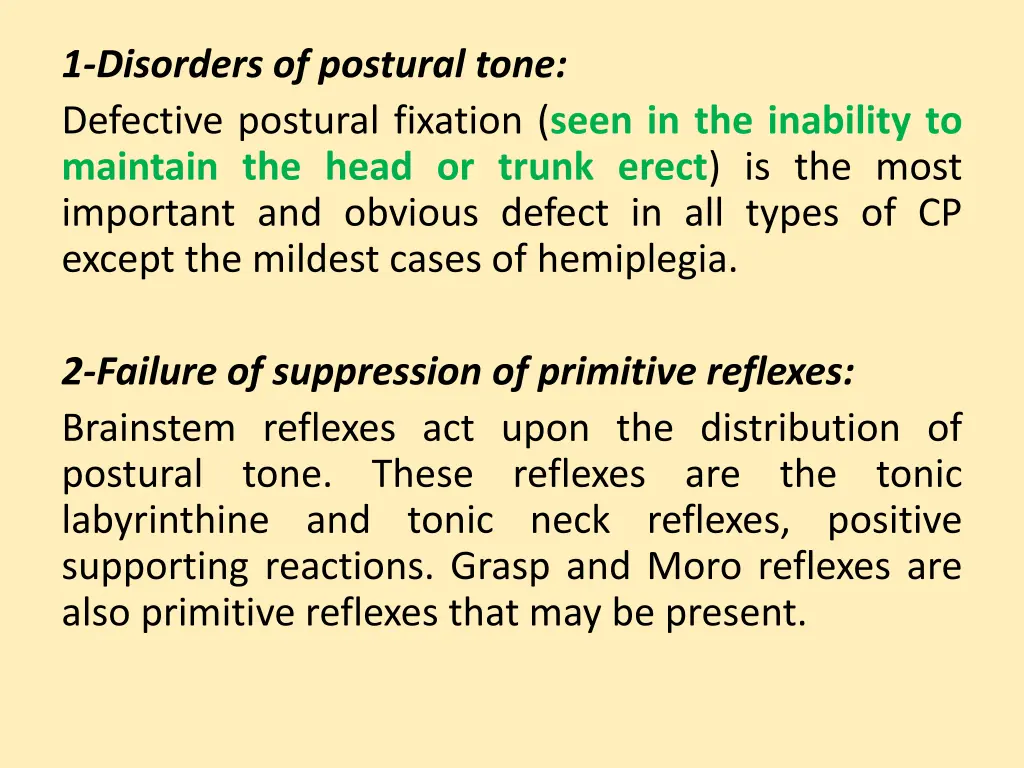 1 disorders of postural tone defective postural