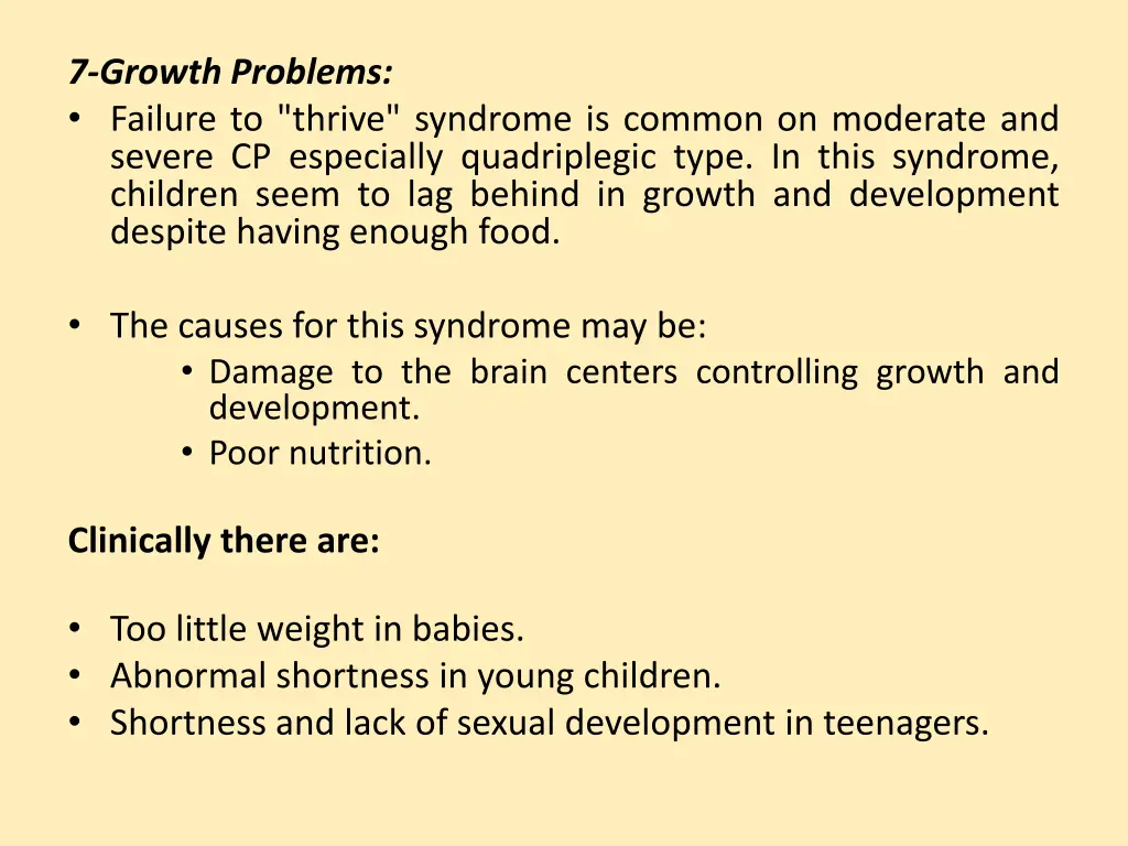 7 growth problems failure to thrive syndrome