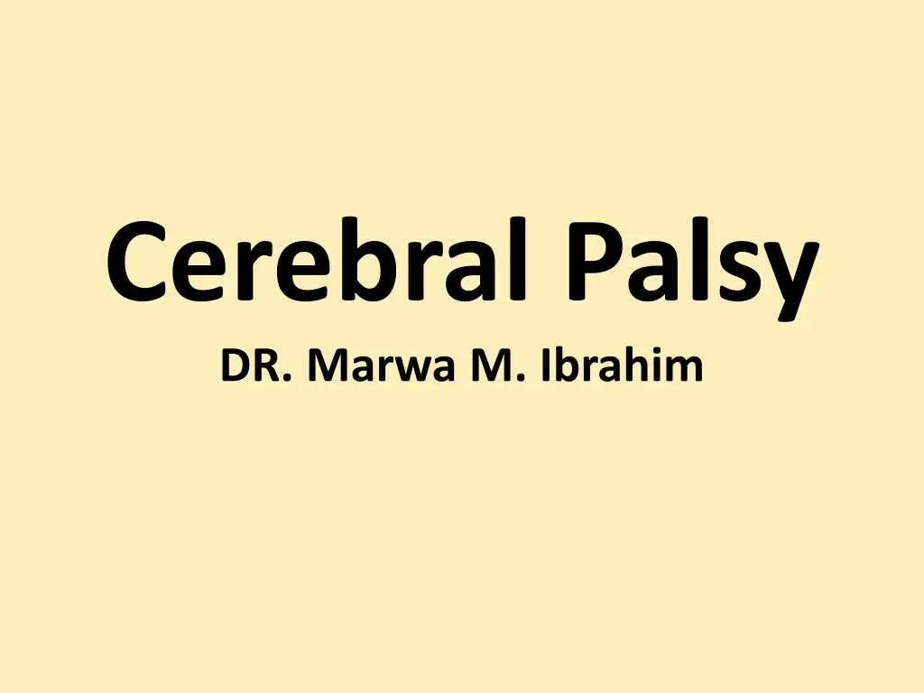cerebral palsy dr marwa m ibrahim