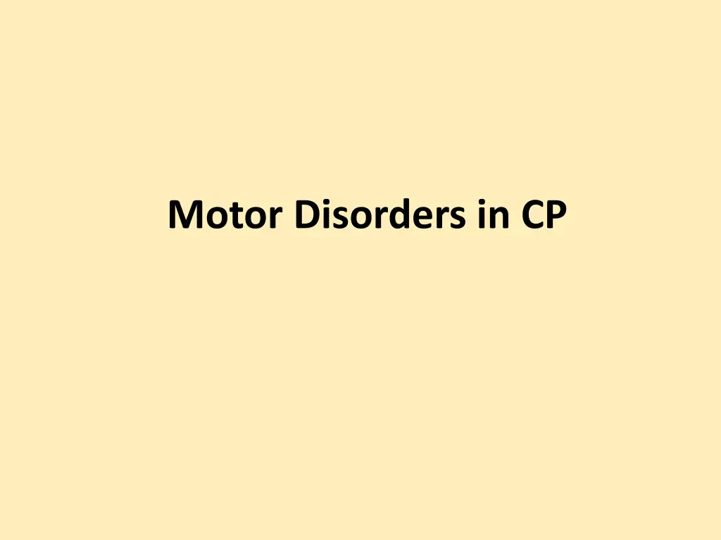 motor disorders in cp