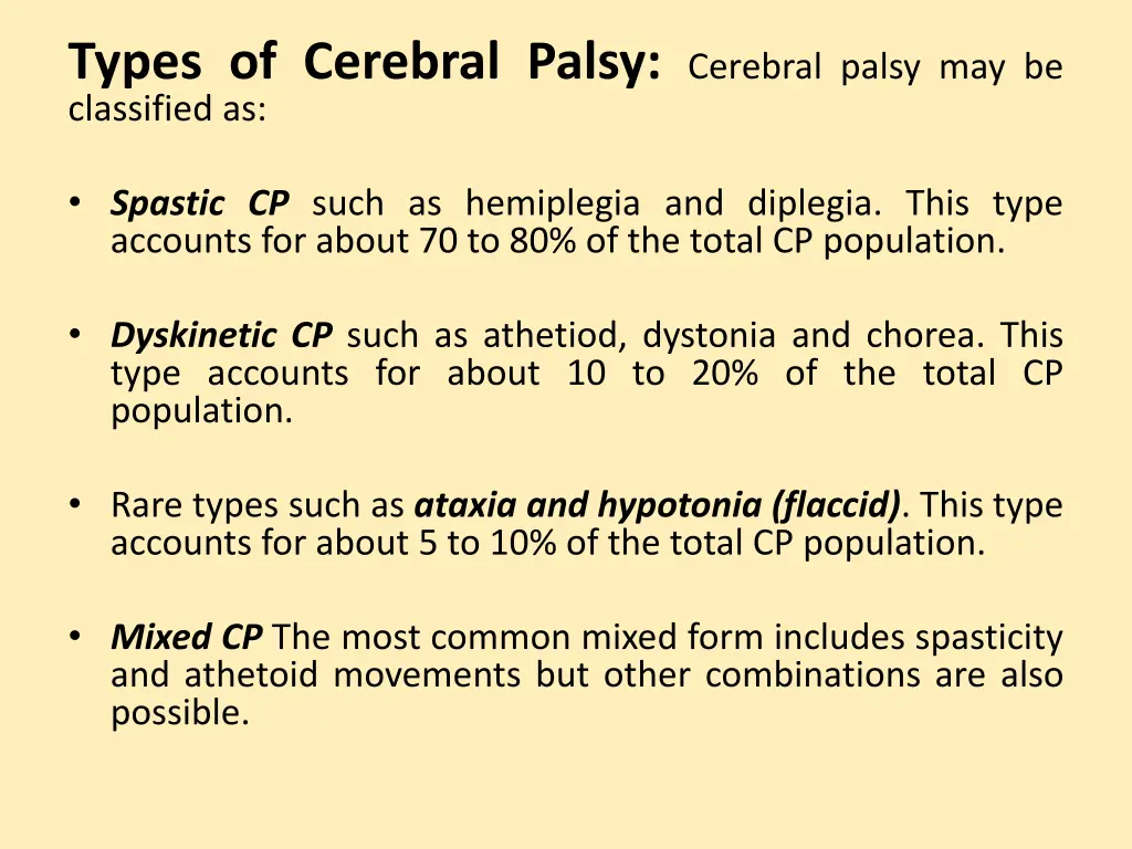 types of cerebral palsy cerebral palsy