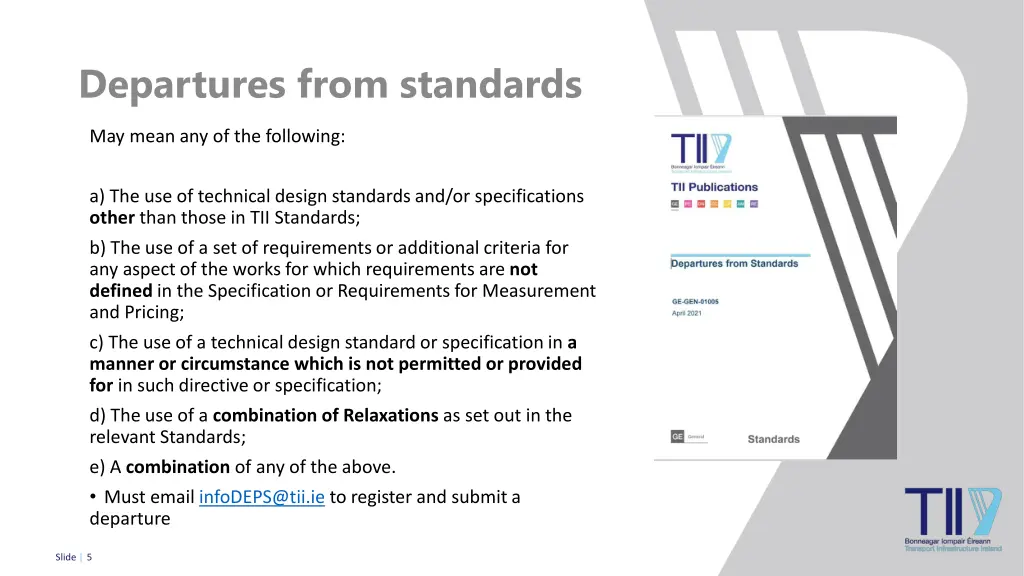 departures from standards