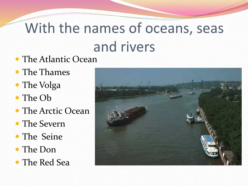 with the names of oceans seas and rivers