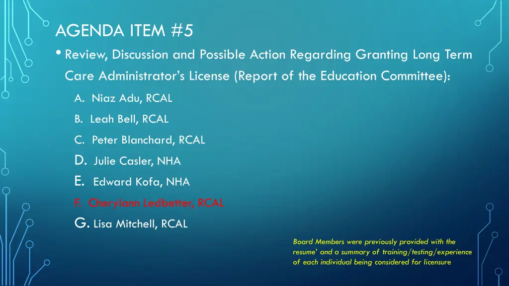 agenda item 5 review discussion and possible 5