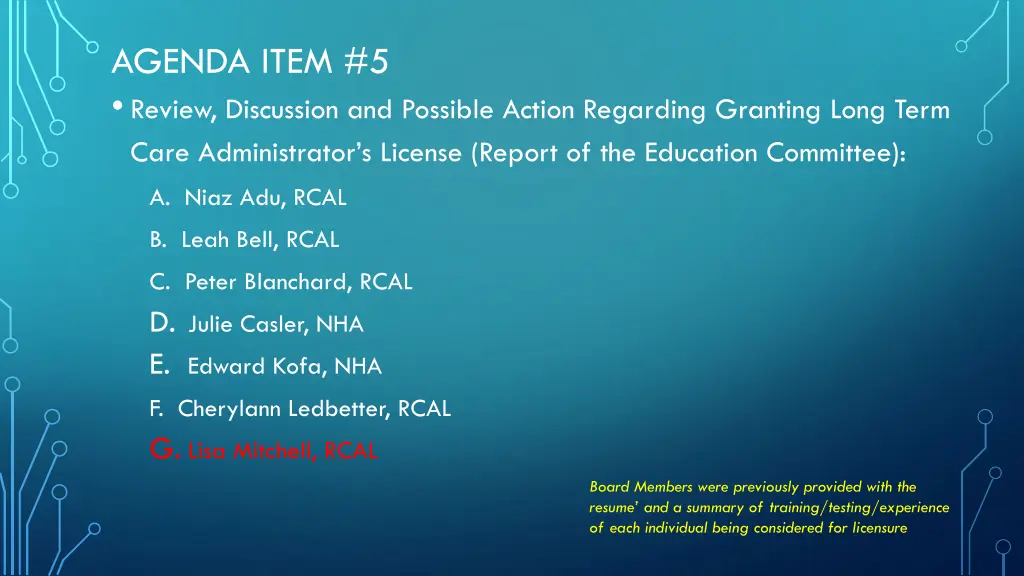 agenda item 5 review discussion and possible 6