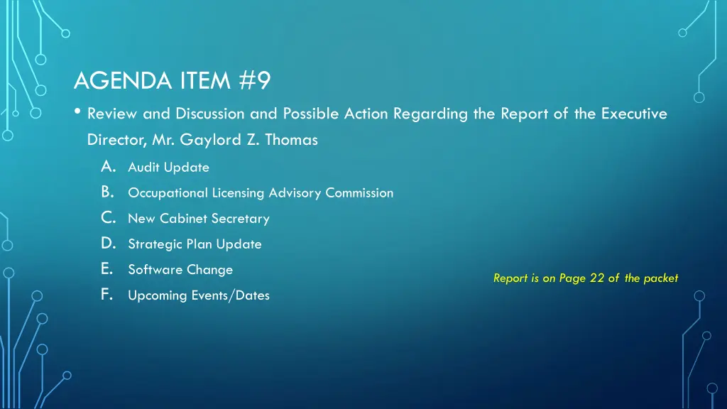 agenda item 9 review and discussion and possible
