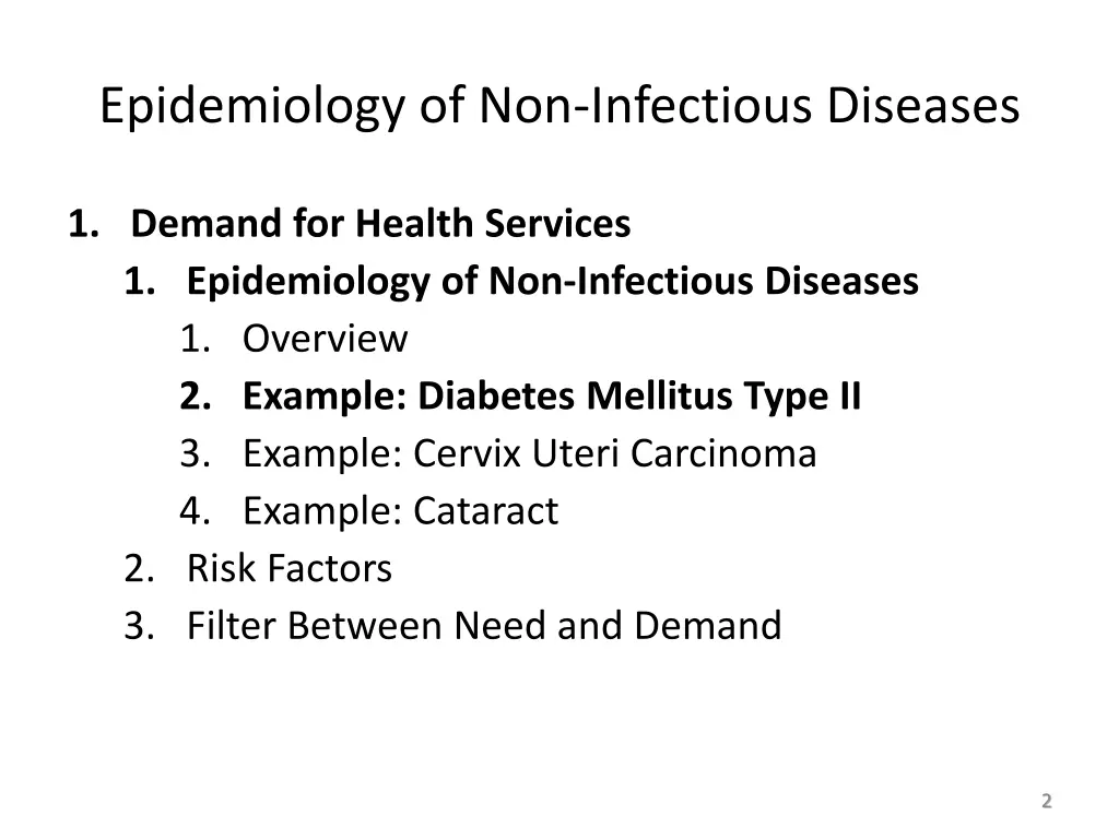 epidemiology of non infectious diseases
