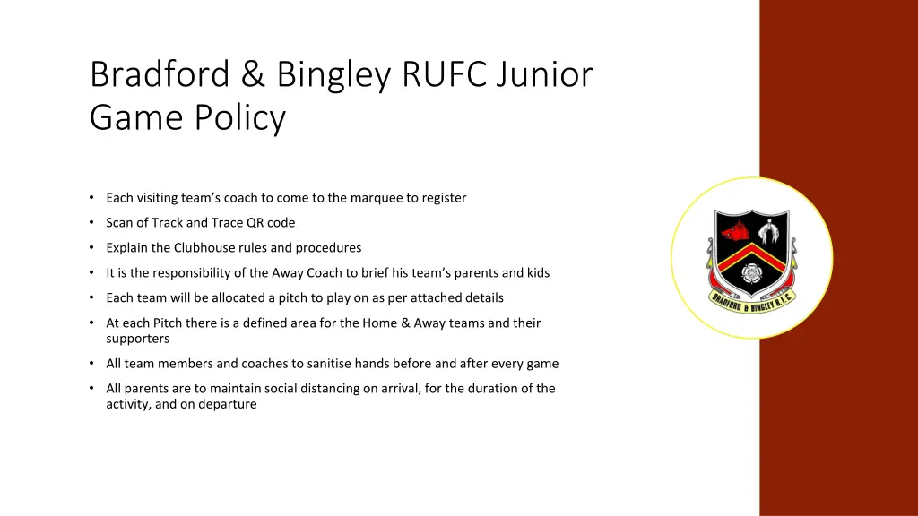 bradford bingley rufc junior game policy
