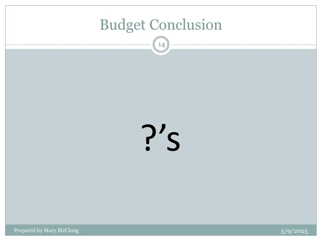 budget conclusion 1
