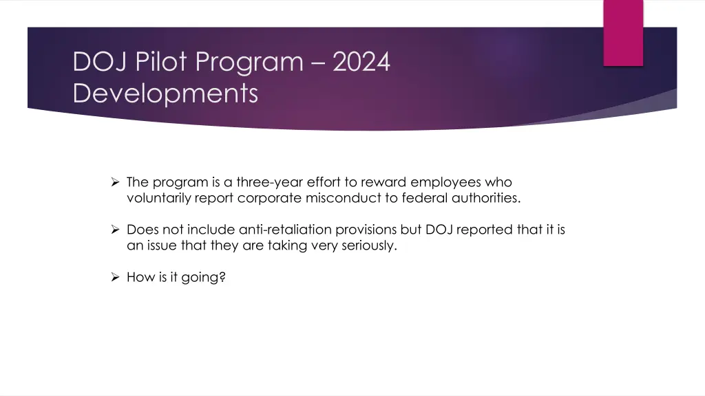 doj pilot program 2024 developments