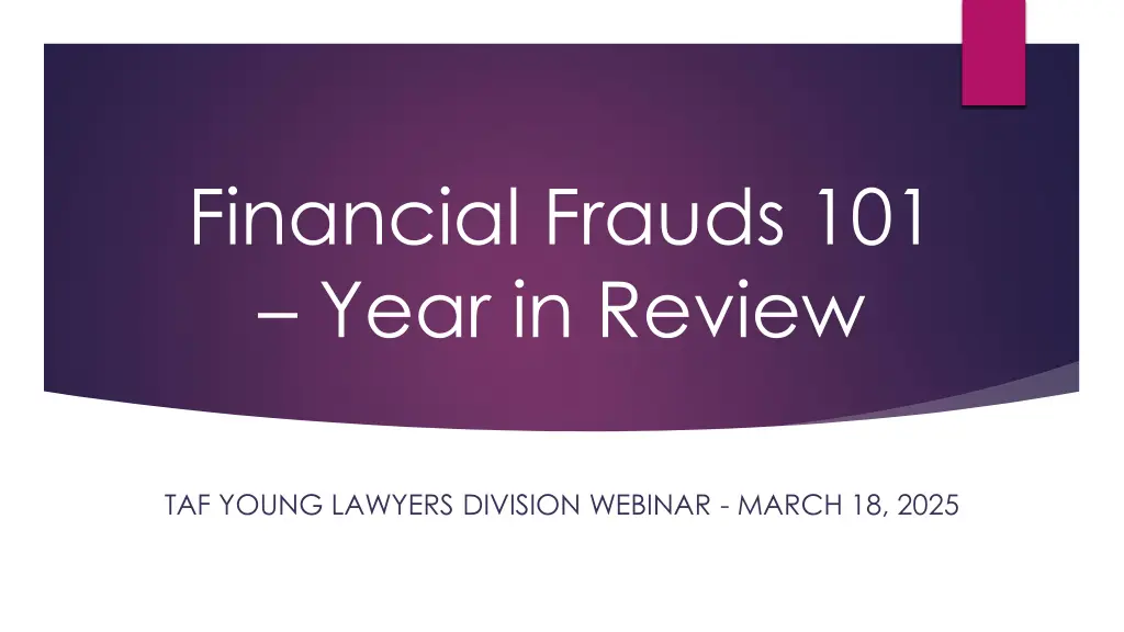 financial frauds 101 year in review
