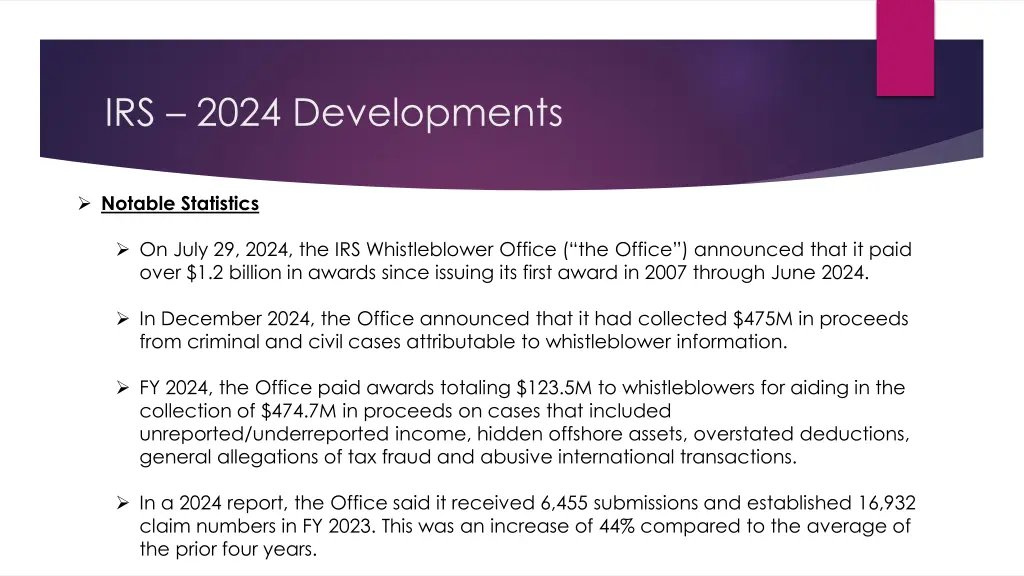 irs 2024 developments