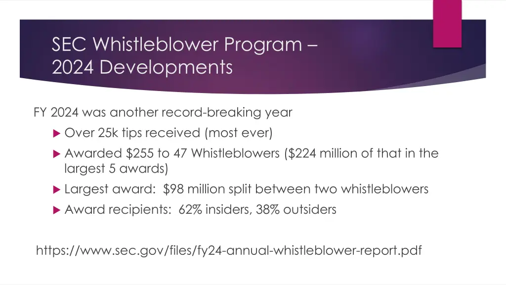 sec whistleblower program 2024 developments